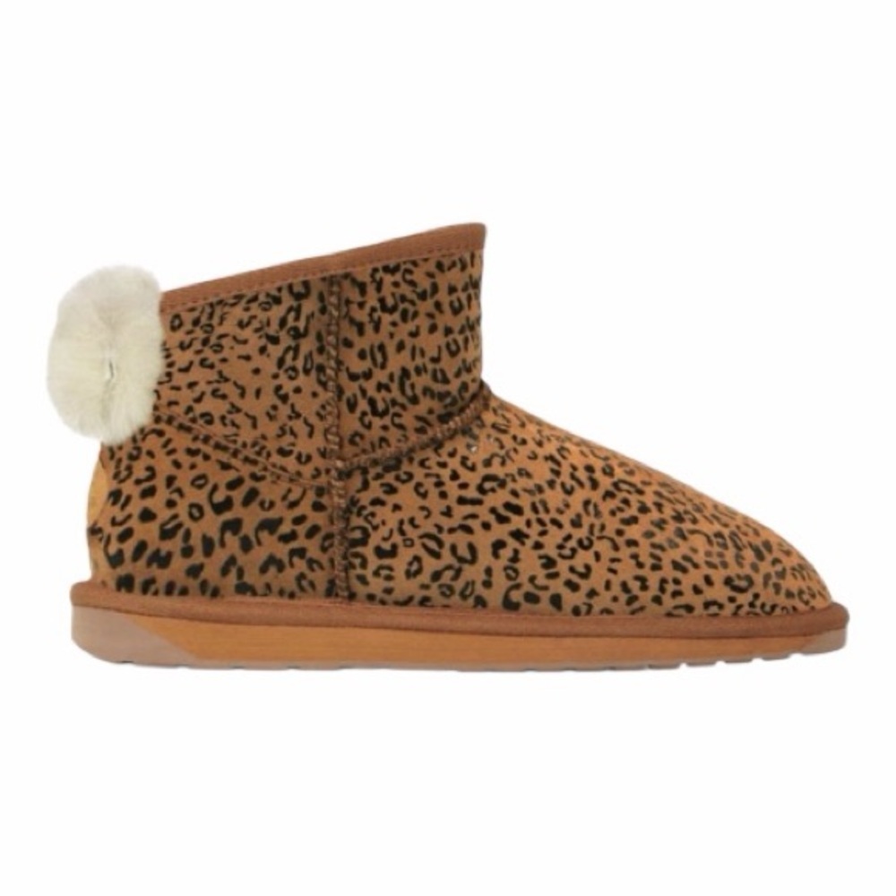 EMU Australia | Chestnut Leopard Bow-Accent Rigel Suede Winter Boot. Like new.